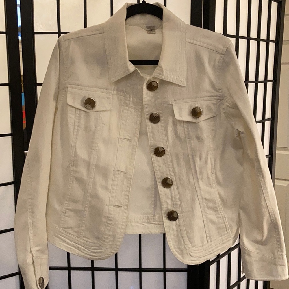 Christopher & Banks white denim jacket